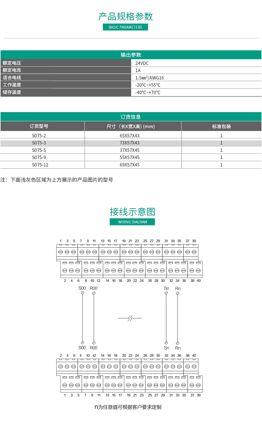 通用型端子台S076-10P/20P/34P/40P 微型模組