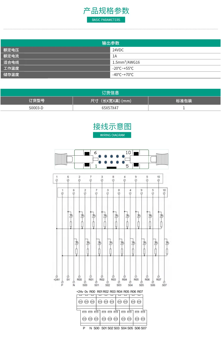 帶指示燈16位轉換端子台 S003-D