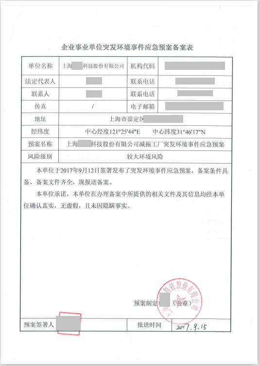 突發環境事件應急預案案例