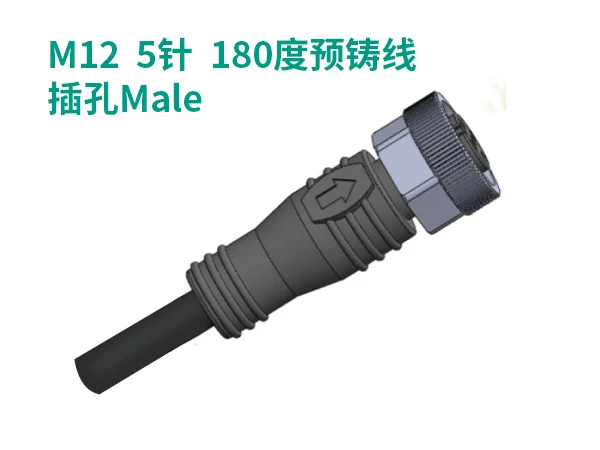 M12 5針 180度預鑄線