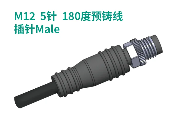 M12 5針 180度預鑄線