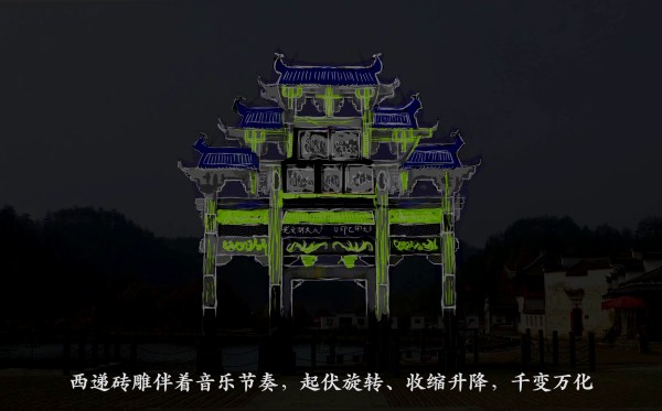 牌樓3D建筑投影