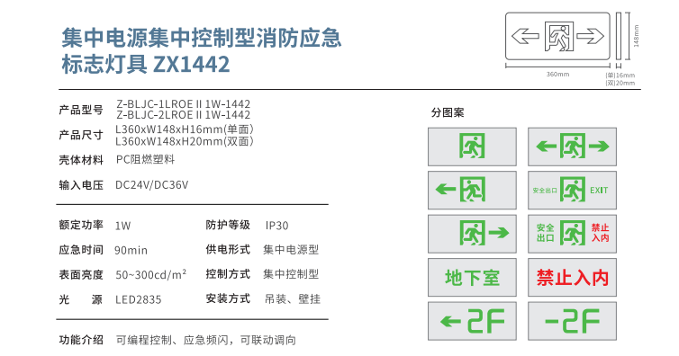 集中电源集中控制型消防应急标志灯具 ZX1442