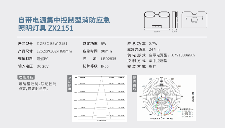 自带电源集中控制型消防应急照明灯具 ZX2151