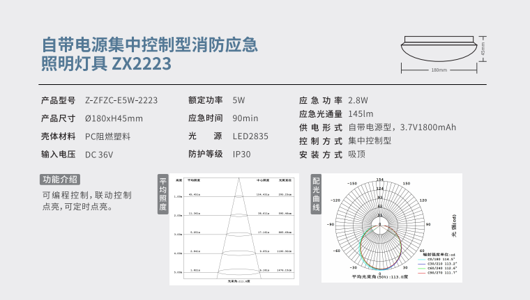 自带电源集中控制型消防应急照明灯具 ZX2223 