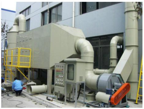 洗滌塔＋干式過濾箱＋活性炭吸附系統