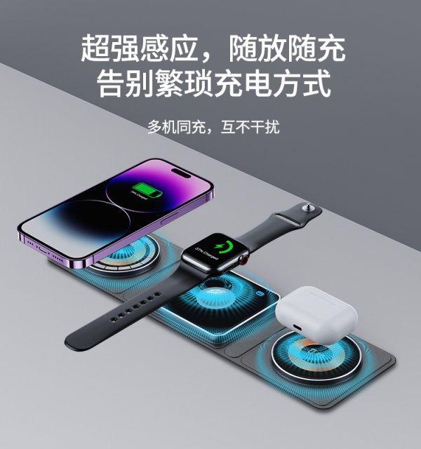 三合一无线折叠充电器