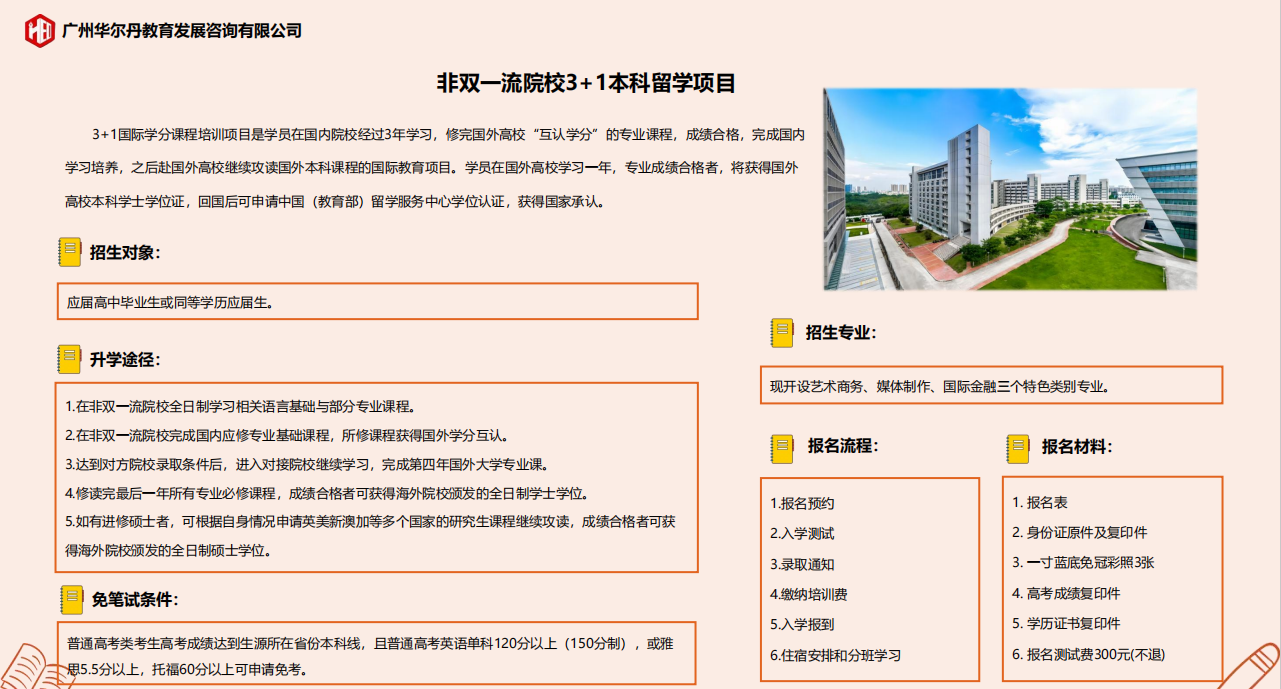 一本院校3+1本科留学项目