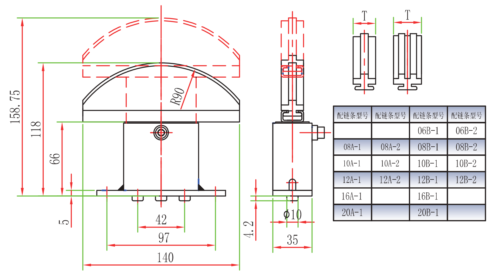 10A-1 A型滚子链张紧器