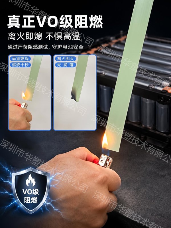 为什么电池工厂在用这款阻燃带？烧不着，点不燃，捆扎电池更安全。