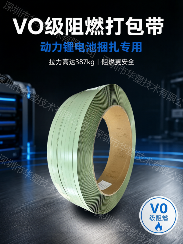 为什么电池工厂在用这款阻燃带？烧不着，点不燃，捆扎电池更安全。