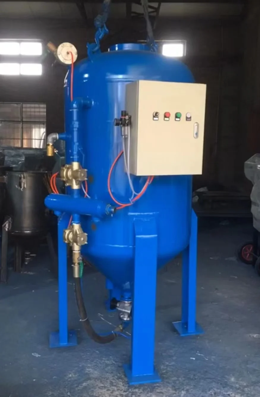 氣缸雙槍開放式高壓噴砂機，開放式高壓噴砂，多槍高壓噴砂機，大型高壓開放式噴砂機