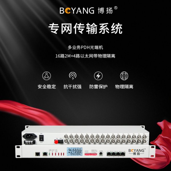 BY-16E1-4EV PDH光端機(jī)16E1 16路2M+4路以太網(wǎng)帶物理隔離