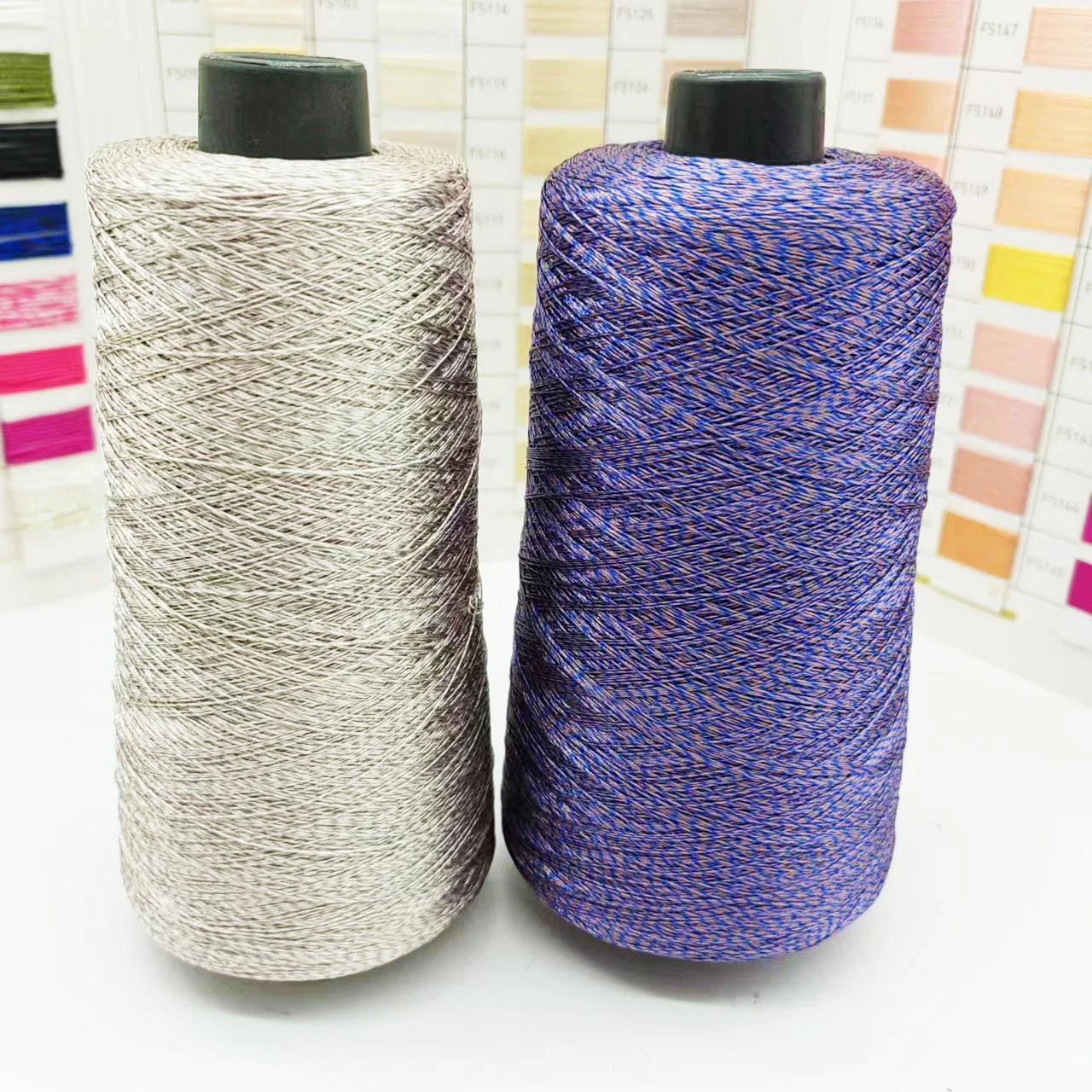 Polyester dope dyed mix AB color melange yarn Polyester bright 150D/3 ...