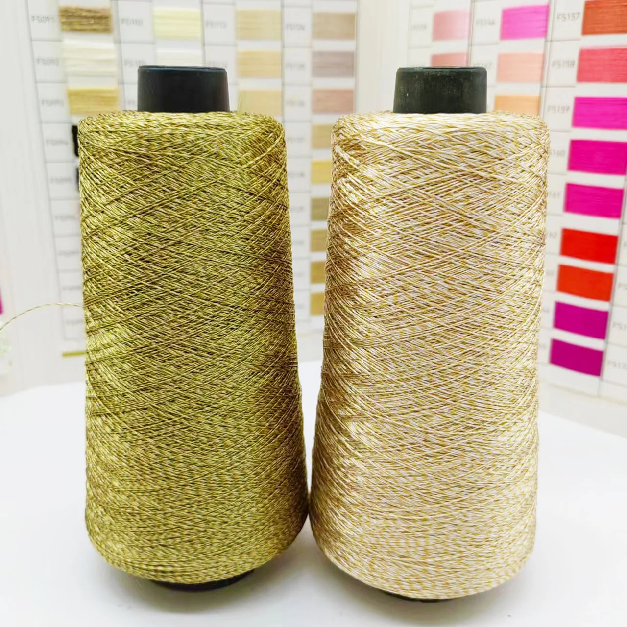 Polyester blended ab color yarn double color twisted sewing thread 150D ...