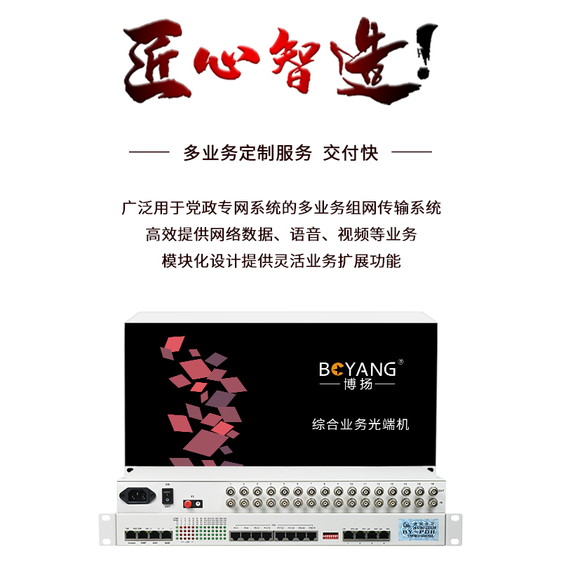 多功能綜合業(yè)務光端機 12E1+28路磁石+4路電話+4路物理隔離百兆 單纖FC 20KM