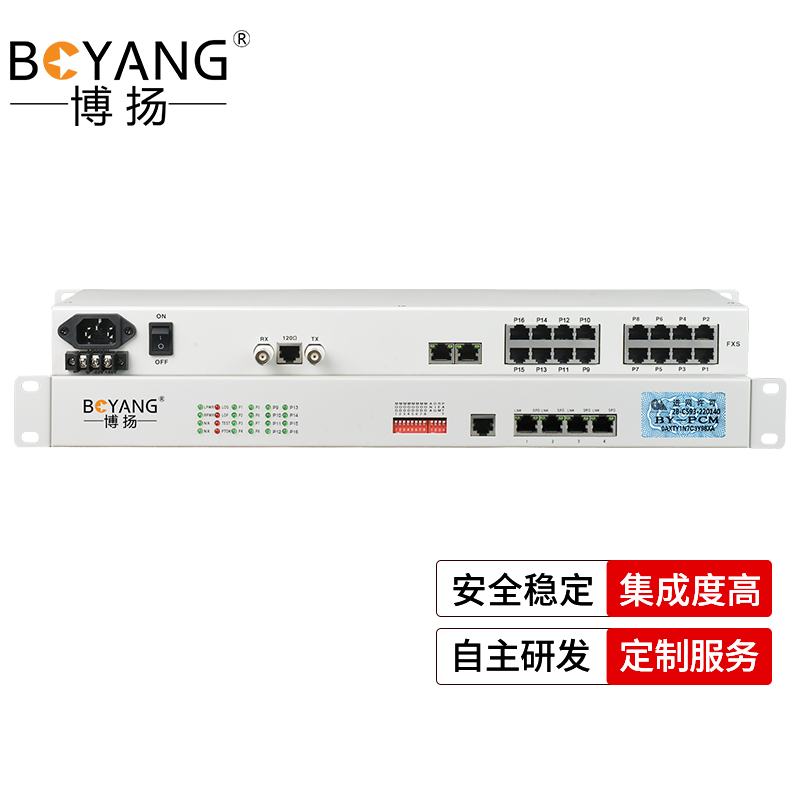 BY-16E1-4E PCM電話語音復用設備 E1轉16路電話+4路以太網(wǎng)