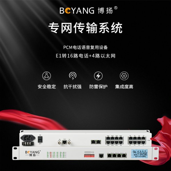 BY-16E1-4E PCM電話語音復用設備 E1轉16路電話+4路以太網(wǎng)