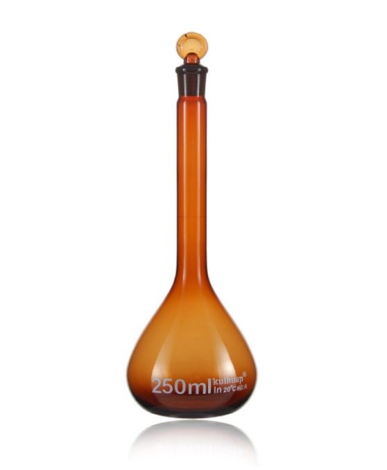 棕色容量瓶250ml,帶玻璃塞