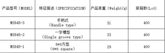 MS845-1圆柱锁手艺规格书
