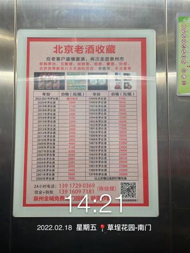 戶外寶廣告網(wǎng)投放案例 --泉州老酒回收電梯海報(bào)合作篇