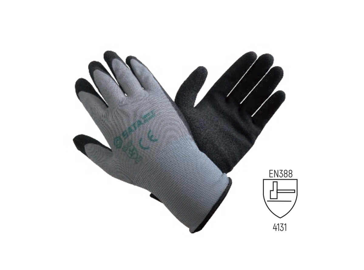 雙層丁腈磨砂掌浸手套