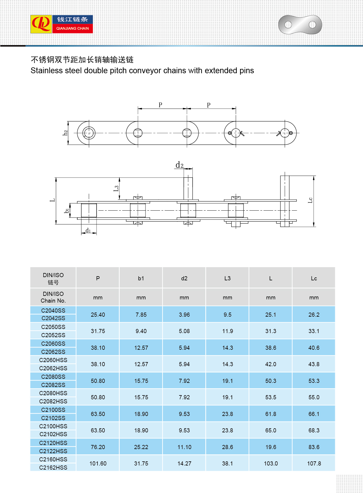 6不銹鋼雙節(jié)距加長(zhǎng)銷(xiāo)軸輸送鏈-Stainless steel double pitch conveyor chains with extended pins.jpg