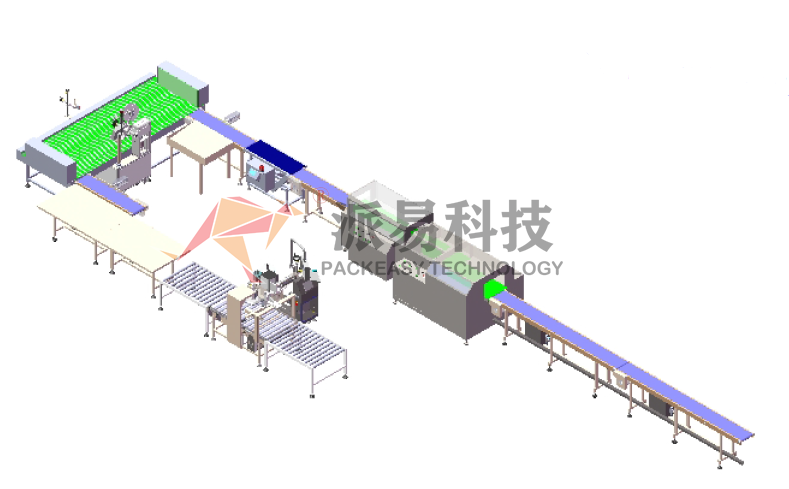 五金配件熱收縮包裝稱重分揀及貼標碼垛解決方案
