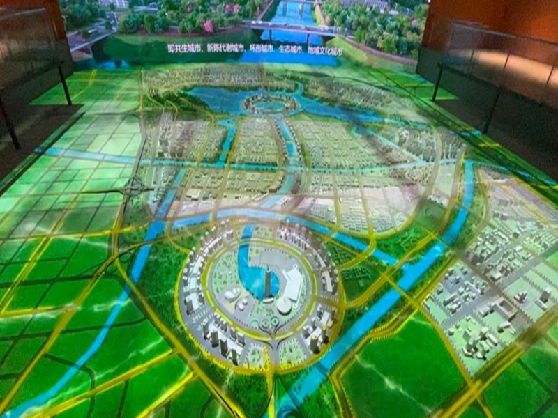 鄭東新區(qū)龍湖公共藝術(shù)中心總規(guī)沙盤采用睿觀博18套光纖收發(fā)器來傳輸高清信號