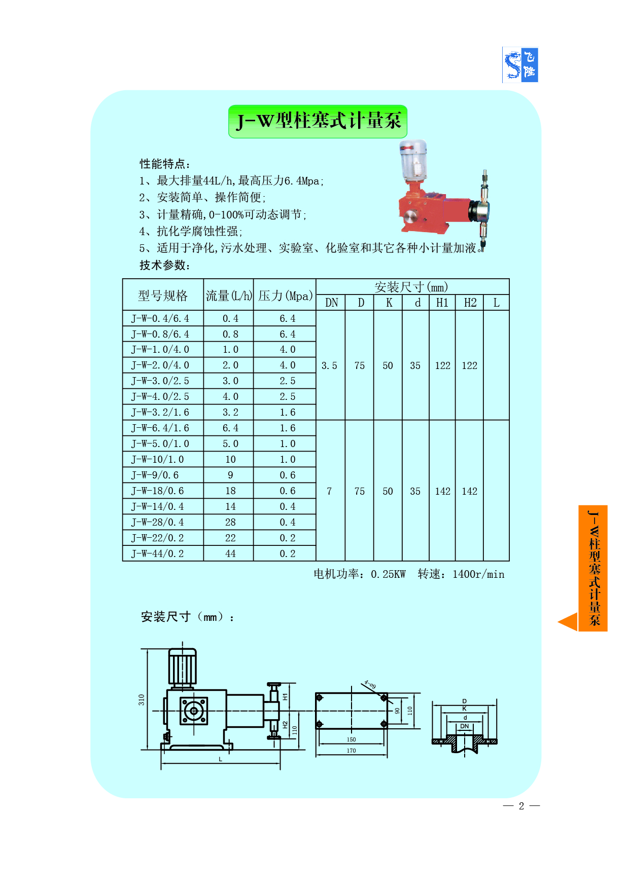 J-W型柱塞式計量泵