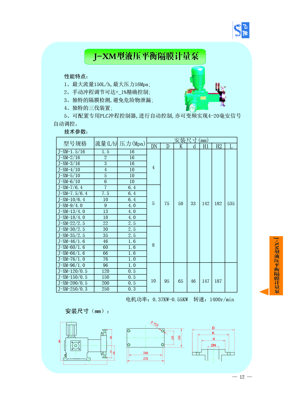 J-XM型液壓平衡隔膜計量泵