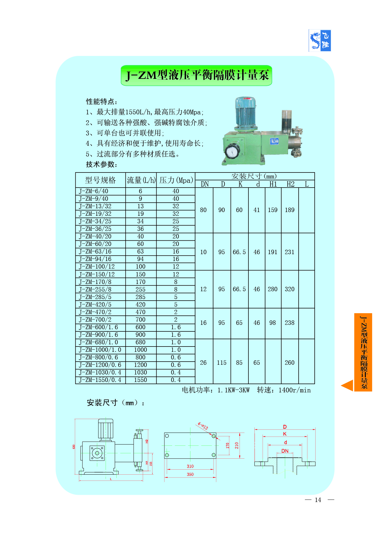 J-ZM型液壓平衡隔膜計量泵