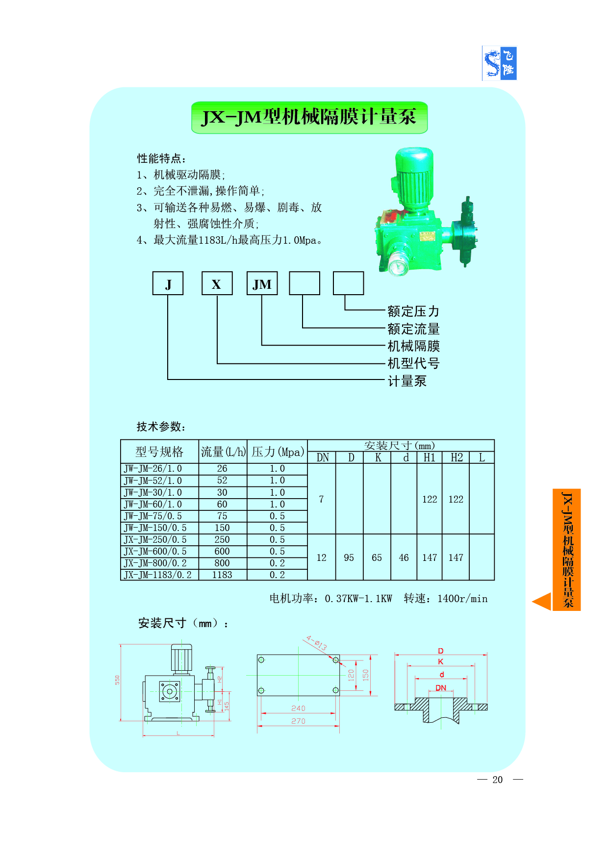 JX-JM型機械隔膜計量泵