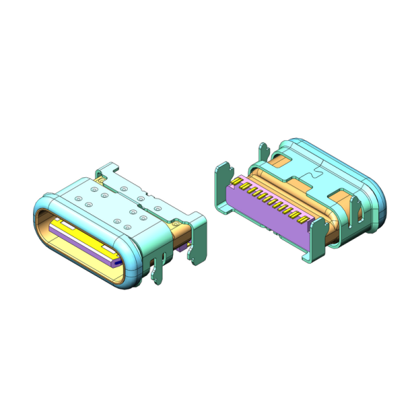 防水TYPE-C 母座 16Pin 板上SMT 有柱
