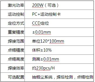 醫(yī)療電子激光焊錫機/傳感器激光焊錫機參數(shù)