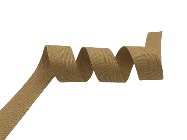滌綸人字紋金絲棉帶-黃色+金絲
