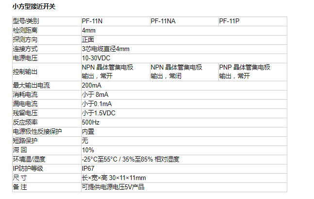 小方型接近開(kāi)關(guān)PF-11