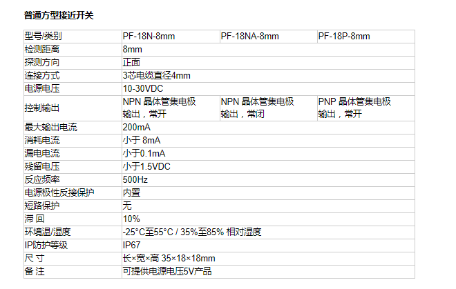 普通方型接近開關(guān)PF-18-8mm