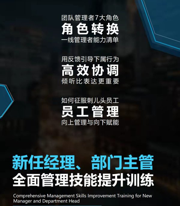 新任經理、部門主管全面管理技能提升訓練