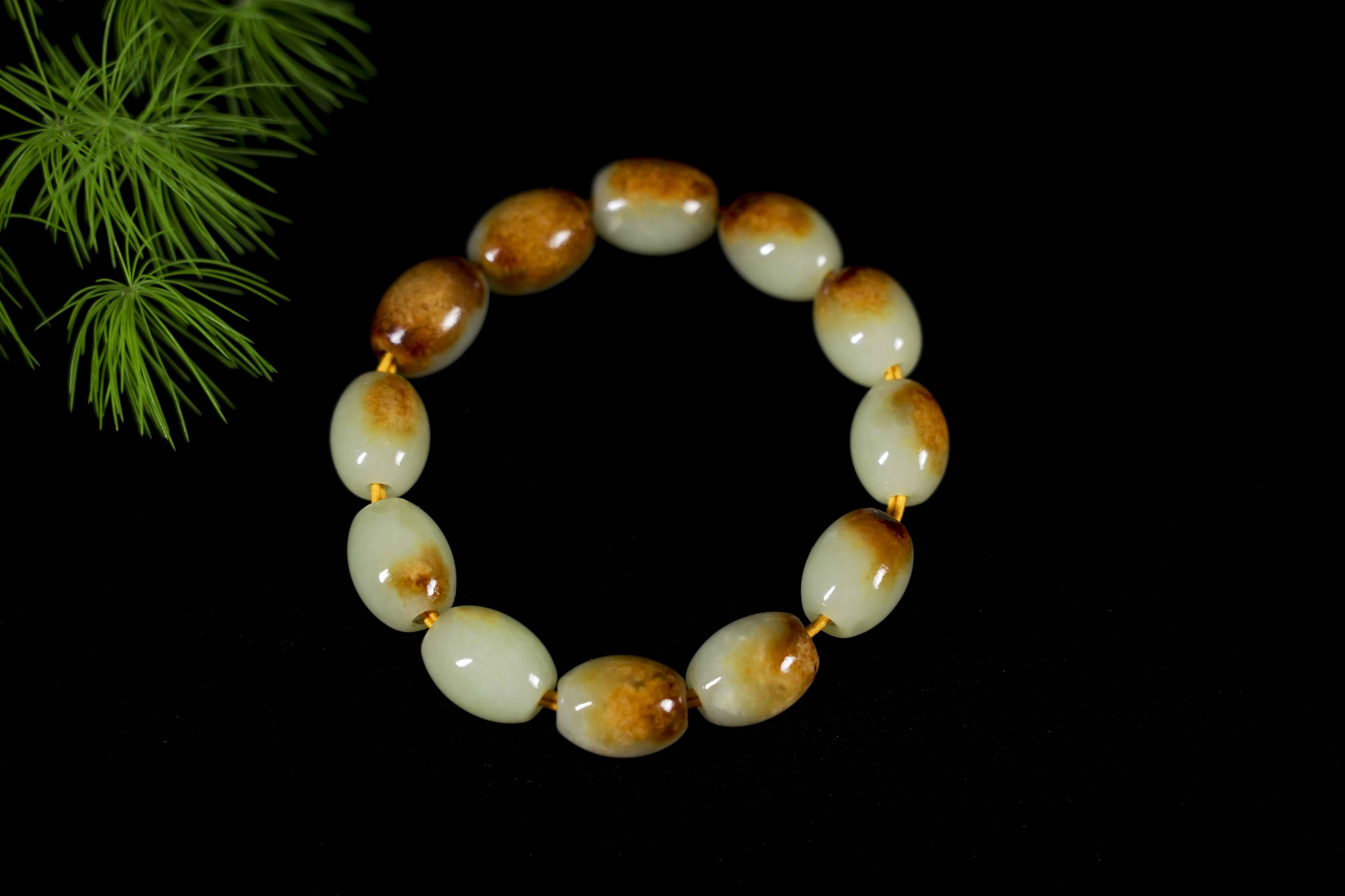 和田玉黃白手鏈