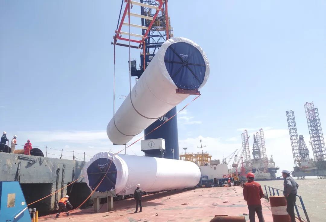 塔筒海上項目已運至第十六套塔筒