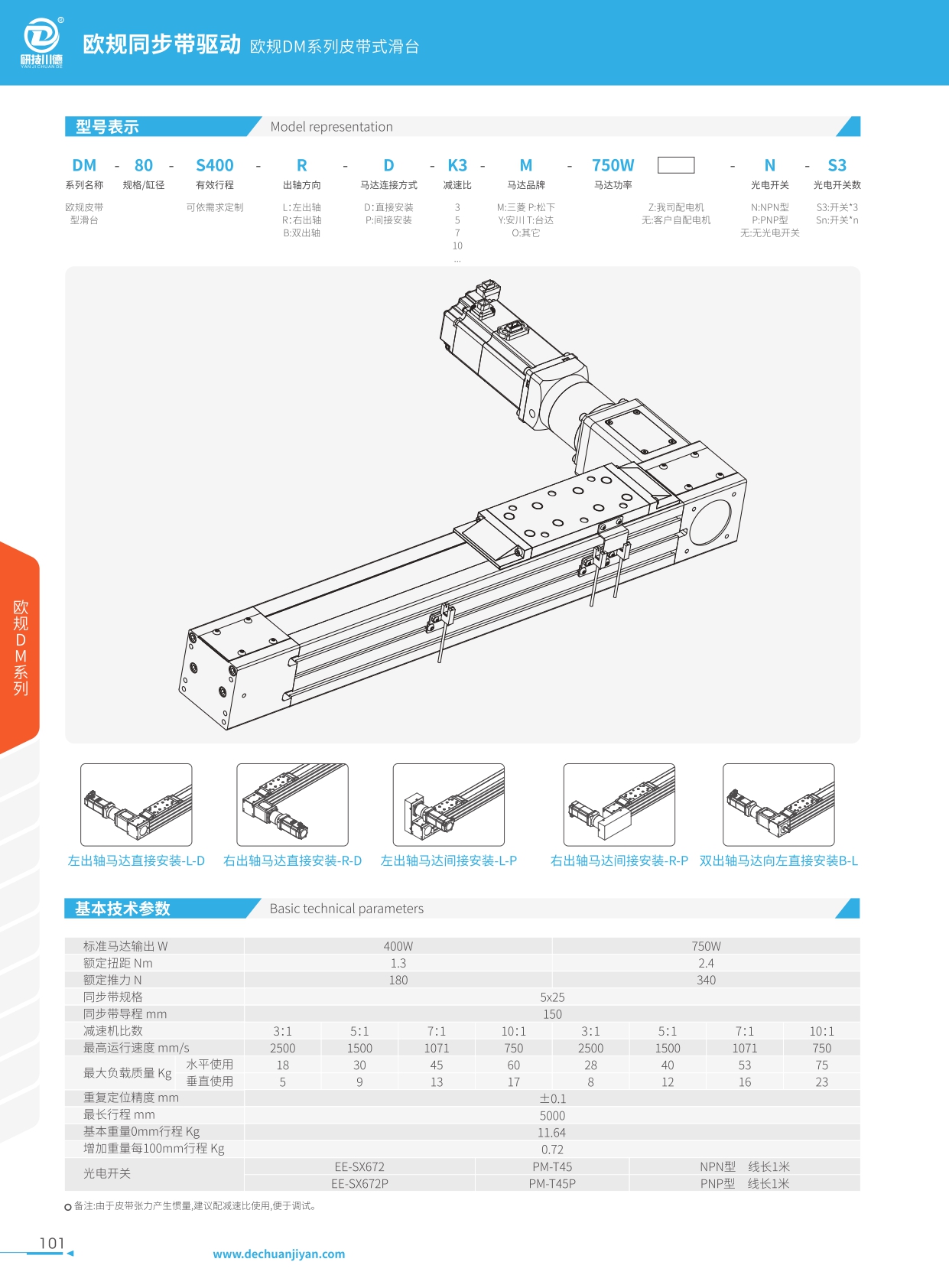 DM-80 歐規(guī)皮帶式滑臺(tái)詳情圖