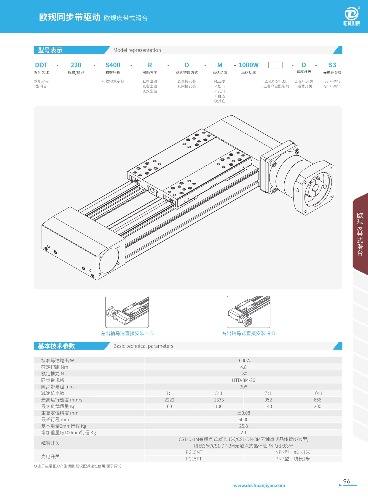 DOT-220 歐規(guī)皮帶式滑臺詳情頁