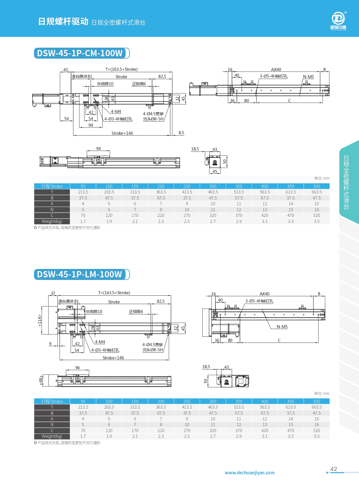 DSW-45 日規(guī)全密螺桿式滑臺詳情圖