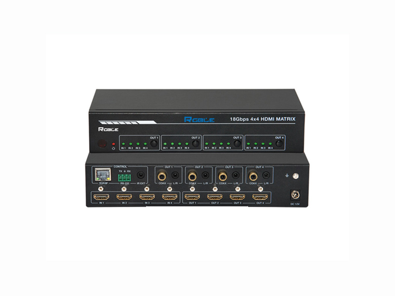 4K2K@60Hz 18Gbps高清4進4出-HDMI-一體式音頻剝離矩陣