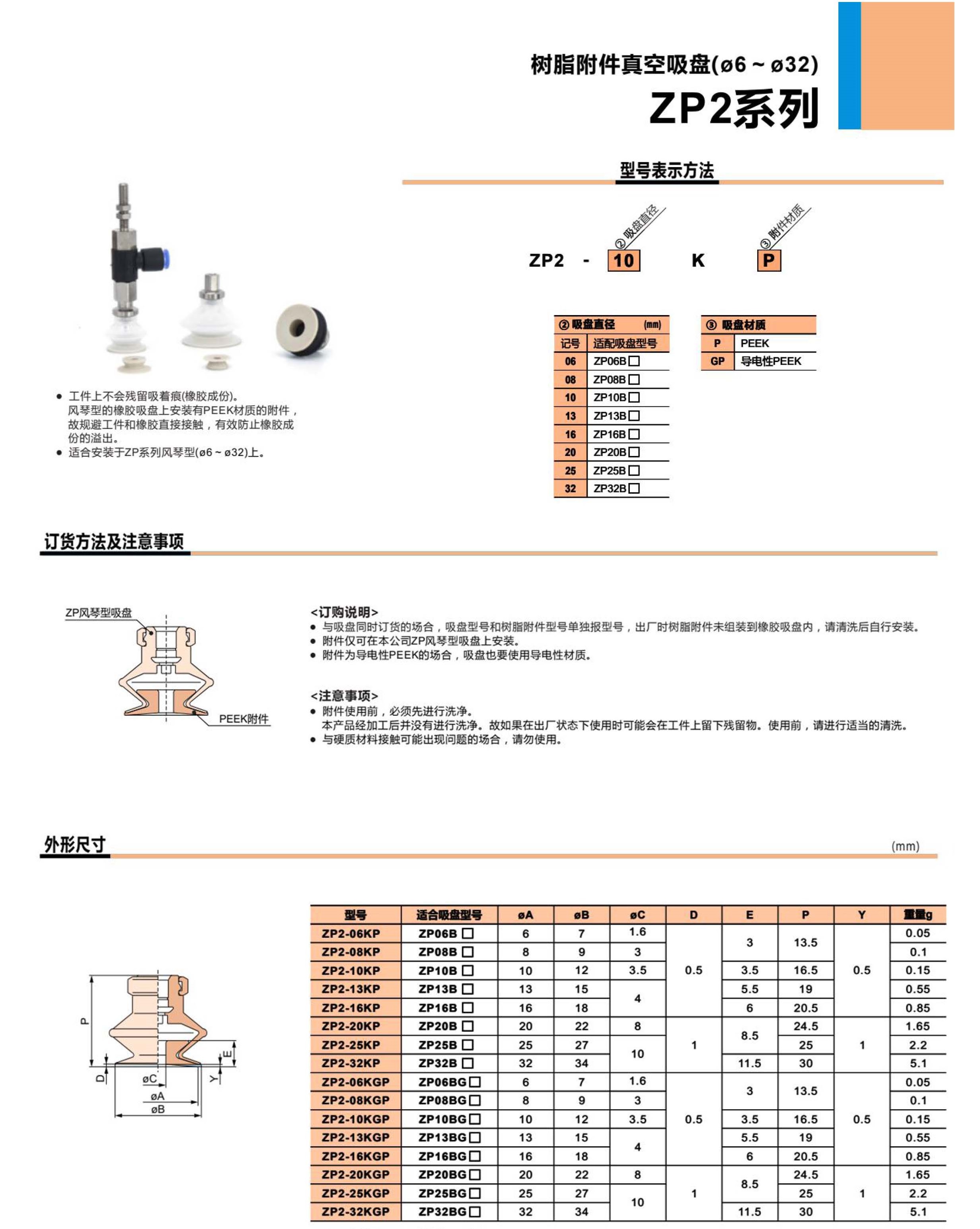 ZP2 系列 真空吸盤