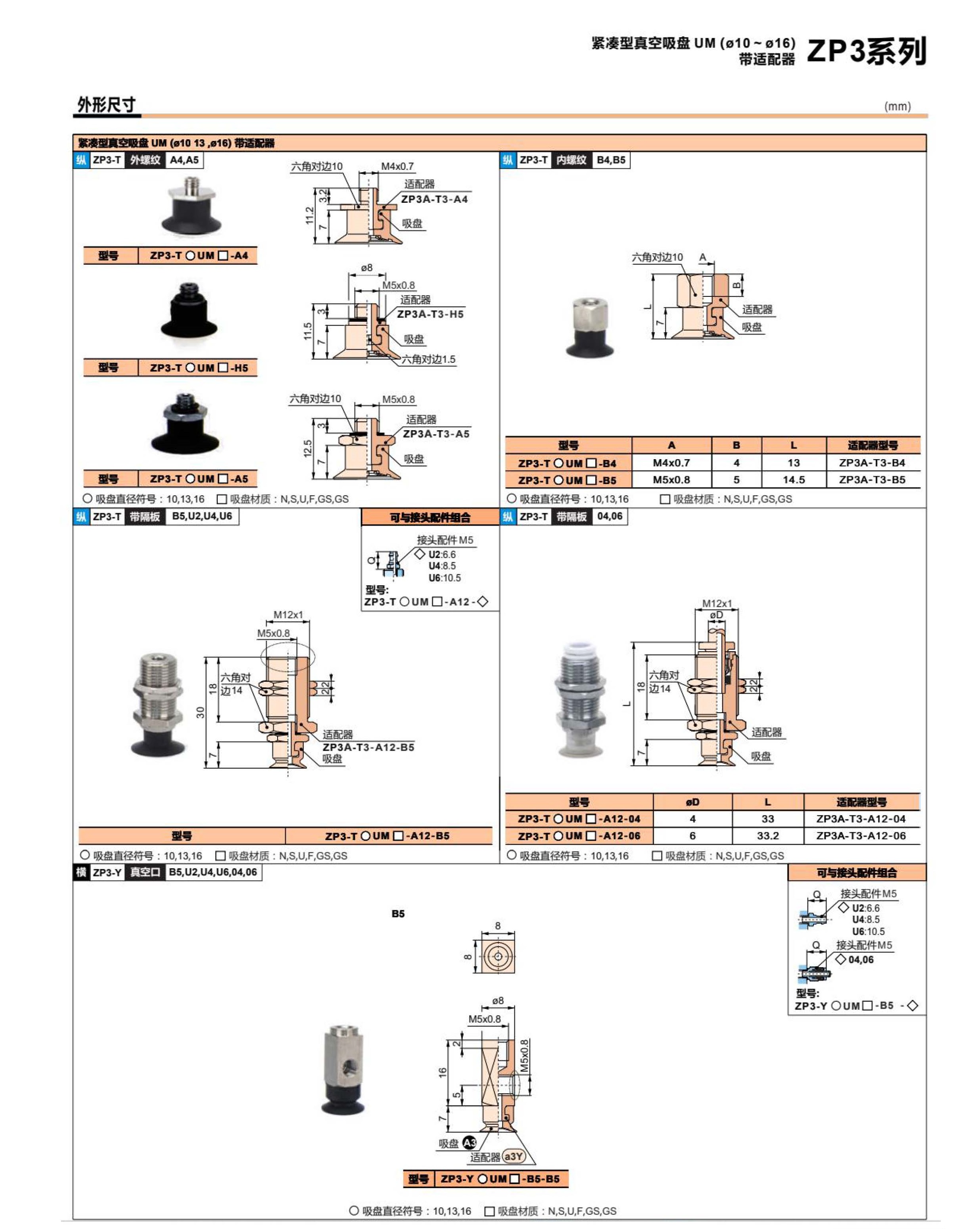 ZP3 系列 真空吸盤