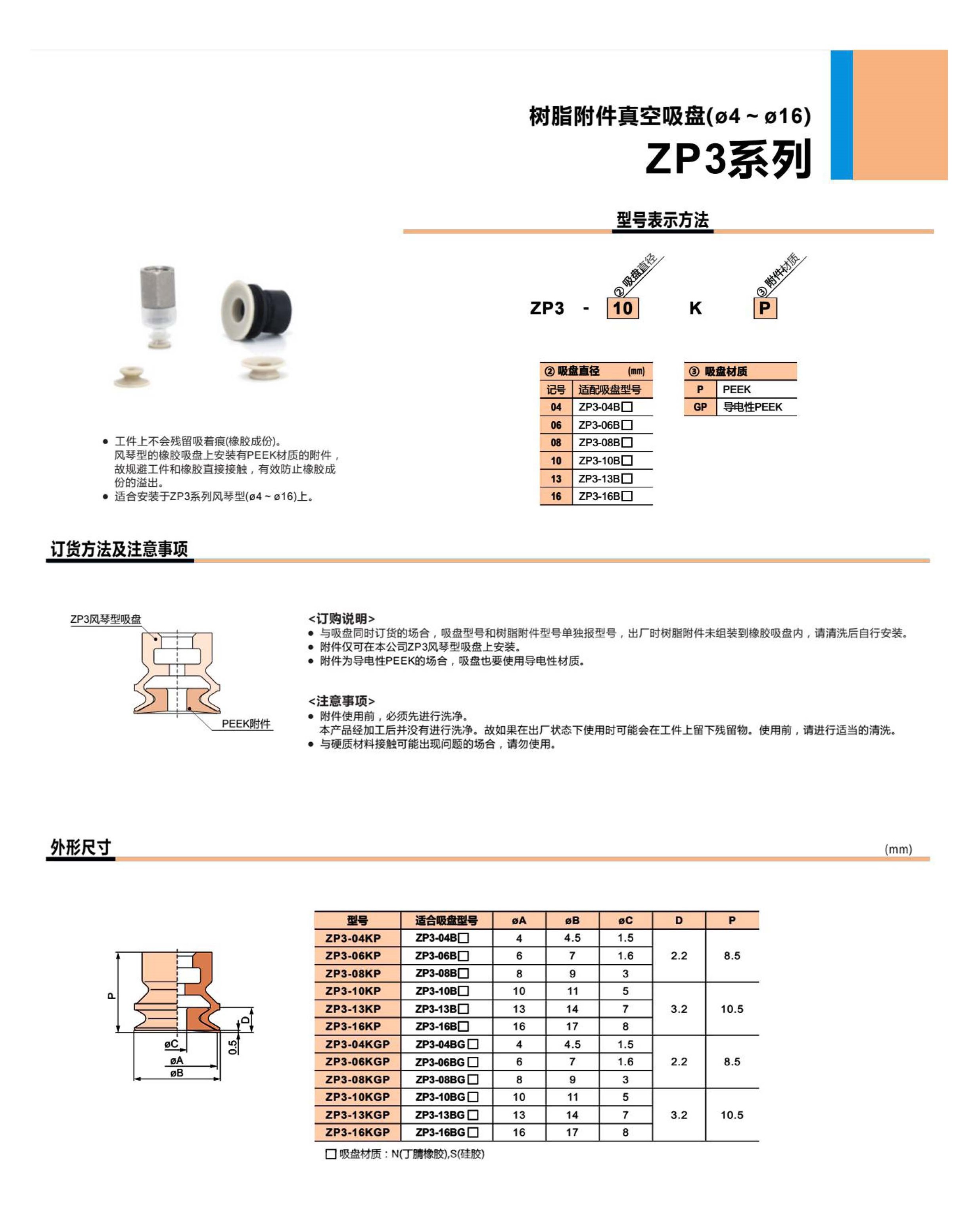 ZP3 系列 真空吸盤