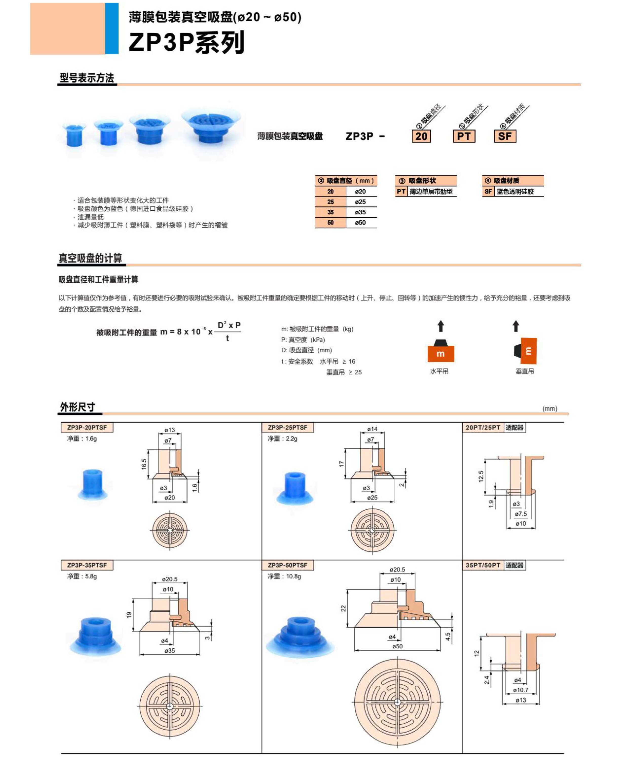 ZP3P 系列 真空吸盤