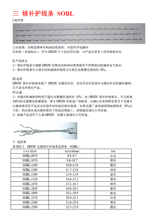 OPGW光缆修补条